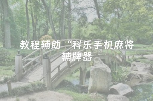 教程辅助“科乐手机麻将辅牌器（专用辅牌神器免安装）