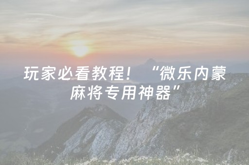 玩家必看教程！“微乐内蒙麻将专用神器”（详细辅助教程）-哔哩哔哩