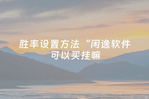 胜率设置方法“闲逸软件可以买挂嘛（专用辅牌神器免安装）