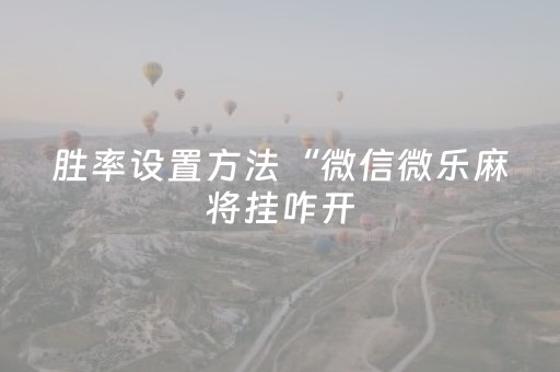 胜率设置方法“微信微乐麻将挂咋开（专用辅牌神器免安装）