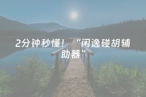 2分钟秒懂！“闲逸碰胡辅助器”（详细辅助教程）-哔哩哔哩