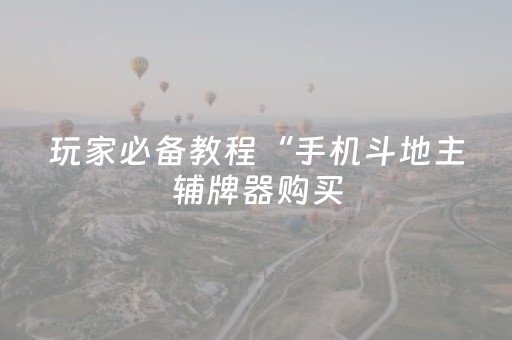 玩家必备教程“手机斗地主辅牌器购买（助赢神器通用版）