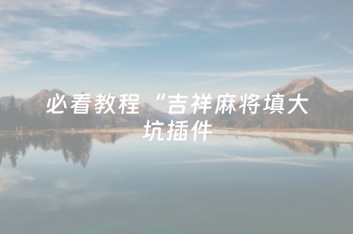 必看教程“吉祥麻将填大坑插件（专用辅牌神器免安装）