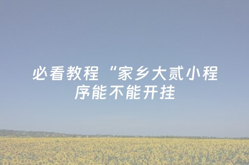必看教程“家乡大贰小程序能不能开挂（专用辅牌神器免安装）