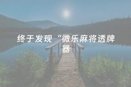 终于发现“微乐麻将透牌器（助赢神器通用版）