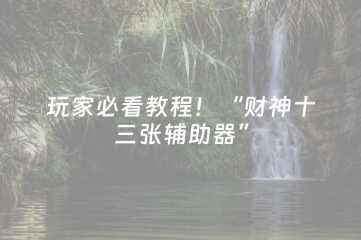 玩家必看教程！“财神十三张辅助器”（详细辅助教程）-哔哩哔哩