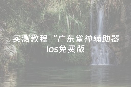 实测教程“广东雀神辅助器ios免费版（专用辅牌神器免安装）
