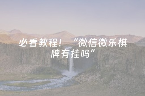 必看教程！“微信微乐棋牌有挂吗”（详细辅助教程）-哔哩哔哩