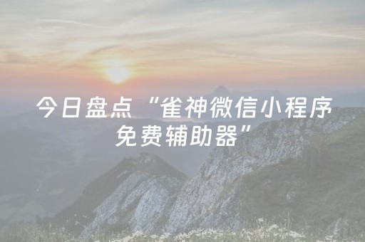 今日盘点“雀神微信小程序免费辅助器”（详细开挂教程）-哔哩哔哩