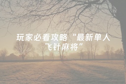 玩家必看攻略“最新单人飞针麻将”（详细透视教程）-哔哩哔哩