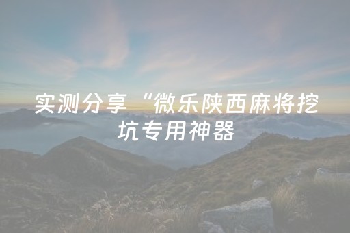 实测分享“微乐陕西麻将挖坑专用神器（助赢神器通用版）