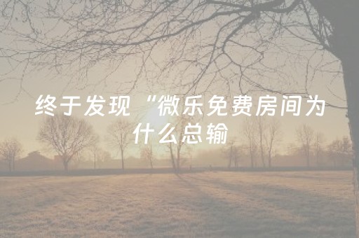 终于发现“微乐免费房间为什么总输（助赢神器通用版）