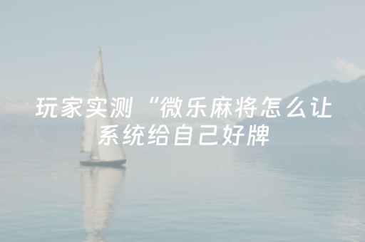 玩家实测“微乐麻将怎么让系统给自己好牌（专用辅牌神器免安装）