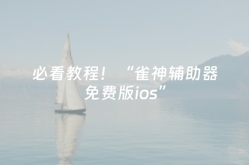 必看教程！“雀神辅助器免费版ios”（详细辅助教程）-哔哩哔哩