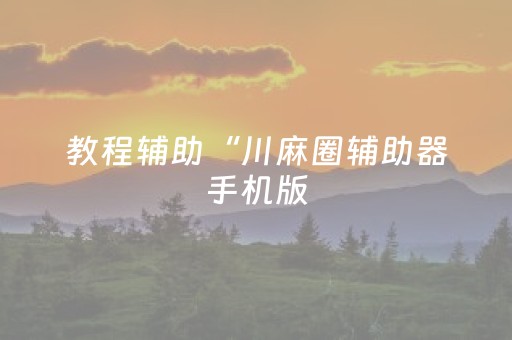 教程辅助“川麻圈辅助器手机版（专用辅牌神器免安装）