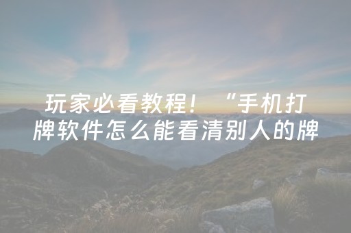 玩家必看教程！“手机打牌软件怎么能看清别人的牌”（详细开挂教程）-哔哩哔哩