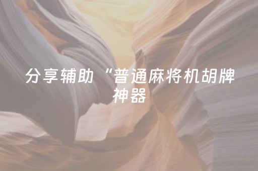 分享辅助“普通麻将机胡牌神器（助赢神器通用版）