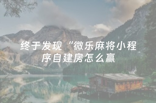 终于发现“微乐麻将小程序自建房怎么赢（专用辅牌神器免安装）