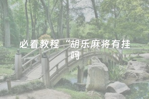 必看教程“胡乐麻将有挂吗（专用辅牌神器免安装）