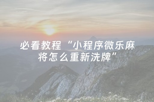 必看教程“小程序微乐麻将怎么重新洗牌”（详细透视教程）-哔哩哔哩