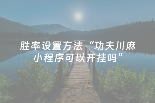 胜率设置方法“功夫川麻小程序可以开挂吗”（详细透视教程）-哔哩哔哩