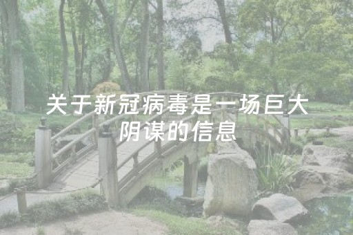关于新冠病毒是一场巨大阴谋的信息
