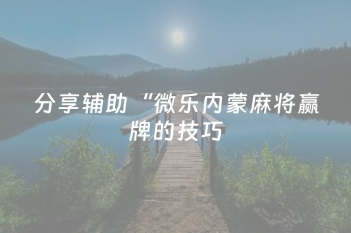 分享辅助“微乐内蒙麻将赢牌的技巧（专用辅牌神器免安装）