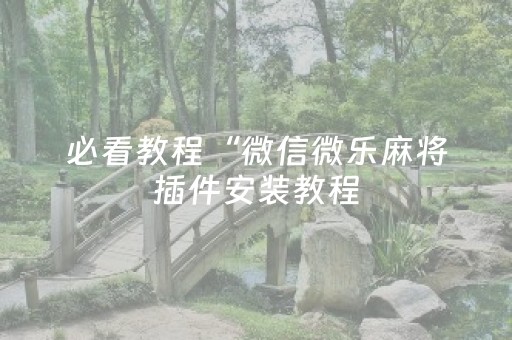 必看教程“微信微乐麻将插件安装教程（助赢神器通用版）