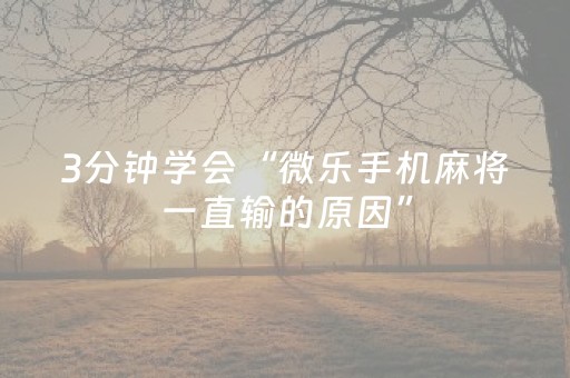 3分钟学会“微乐手机麻将一直输的原因”（详细透视教程）-哔哩哔哩