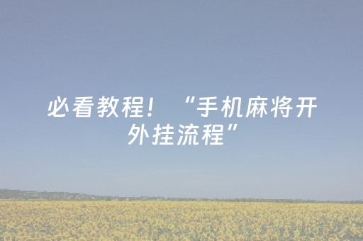 必看教程！“手机麻将开外挂流程”（详细透视教程）-哔哩哔哩