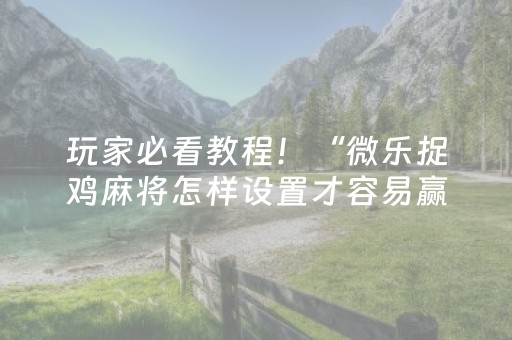 玩家必看教程！“微乐捉鸡麻将怎样设置才容易赢”（详细透视教程）-哔哩哔哩