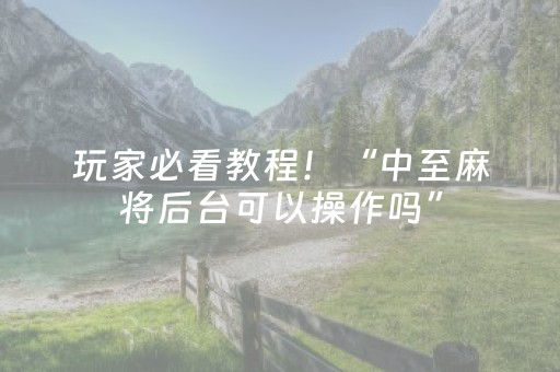 玩家必看教程！“中至麻将后台可以操作吗”（详细开挂教程）-哔哩哔哩