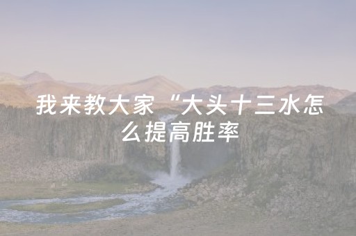 我来教大家“大头十三水怎么提高胜率（助赢神器通用版）