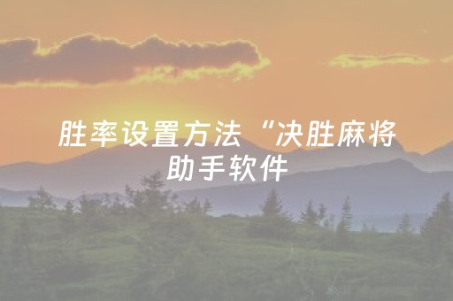 胜率设置方法“决胜麻将助手软件（专用辅牌神器免安装）
