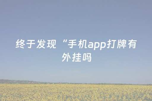 终于发现“手机app打牌有外挂吗（助赢神器通用版）