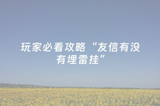 玩家必看攻略“友信有没有埋雷挂”（详细透视教程）-哔哩哔哩