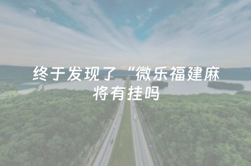 终于发现了“微乐福建麻将有挂吗（助赢神器通用版）