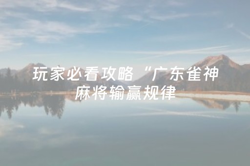 玩家必看攻略“广东雀神麻将输赢规律（助赢神器通用版）
