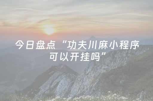 今日盘点“功夫川麻小程序可以开挂吗”（详细开挂教程）-哔哩哔哩