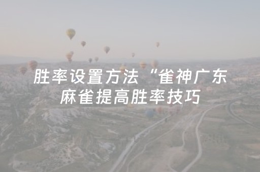 胜率设置方法“雀神广东麻雀提高胜率技巧（助赢神器通用版）