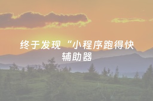 终于发现“小程序跑得快辅助器（专用辅牌神器免安装）