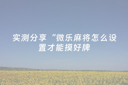 实测分享“微乐麻将怎么设置才能摸好牌（专用辅牌神器免安装）