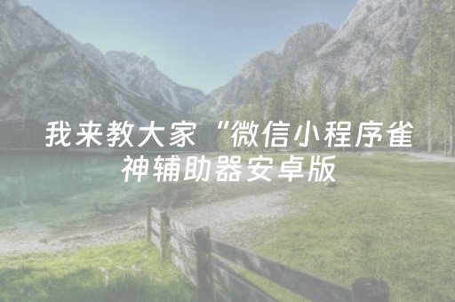 我来教大家“微信小程序雀神辅助器安卓版（助赢神器通用版）