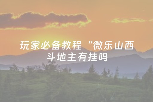 玩家必备教程“微乐山西斗地主有挂吗（助赢神器通用版）