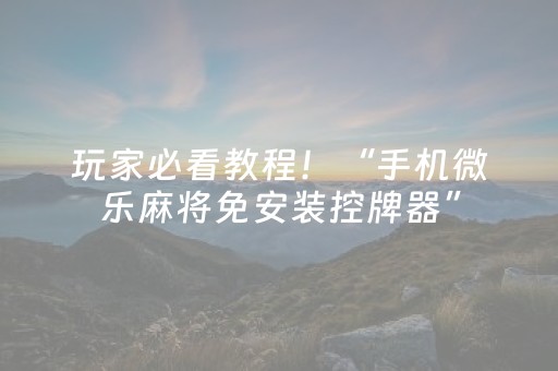 玩家必看教程！“手机微乐麻将免安装控牌器”（详细辅助教程）-哔哩哔哩