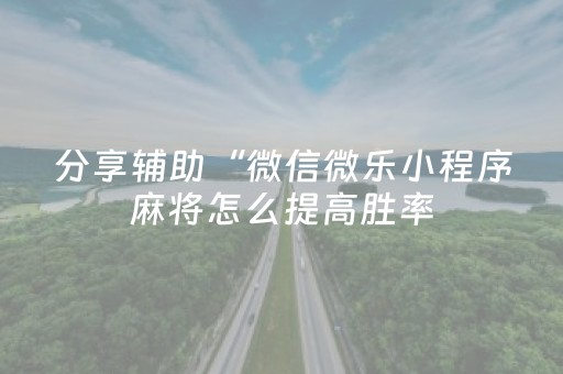 分享辅助“微信微乐小程序麻将怎么提高胜率（专用辅牌神器免安装）