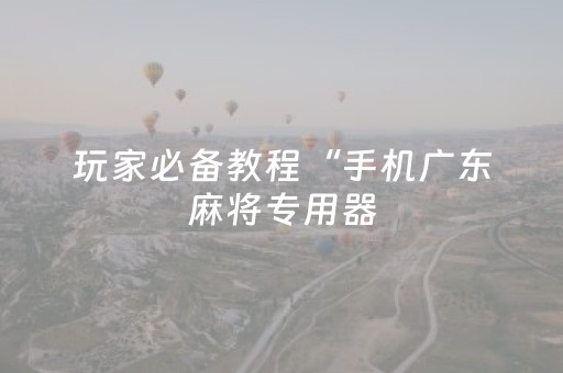 玩家必备教程“手机广东麻将专用器（助赢神器通用版）