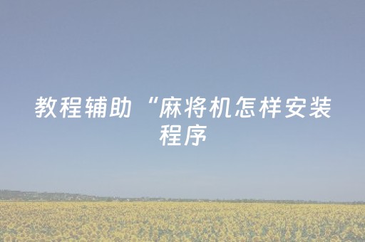 教程辅助“麻将机怎样安装程序（专用辅牌神器免安装）