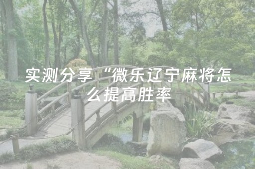 实测分享“微乐辽宁麻将怎么提高胜率（助赢神器通用版）