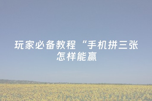 玩家必备教程“手机拼三张怎样能赢（助赢神器通用版）